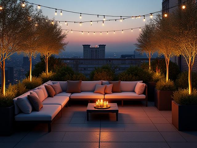 Rooftop Lounge with comfortable seating and city views